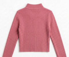Fuchsia Ribbed Cut-Out Mock Neck Top