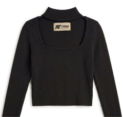 Chocolate Ribbed Cut-Out Mock Neck Top