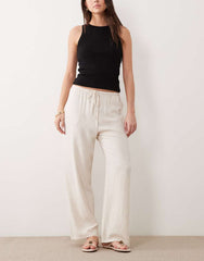 Figgzo Coastal Linen Wide-Leg Pant