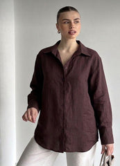 Figgzo Royal Linen Button-Up Blouse