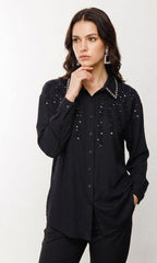 Figgzo Midnight Crystal Embellished Blouse