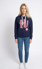 Figgzo Graphic Pullover Hoodie – Navy Pink Statement Edition