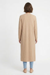 Figgzo Luxe Longline Cardigan with Faux Fur Pockets – Camel