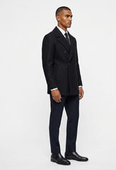 Figgzo Tailored Double-Breasted Peacoat – Black