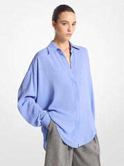 Cornflower Blue Silk-Finish Button-Down