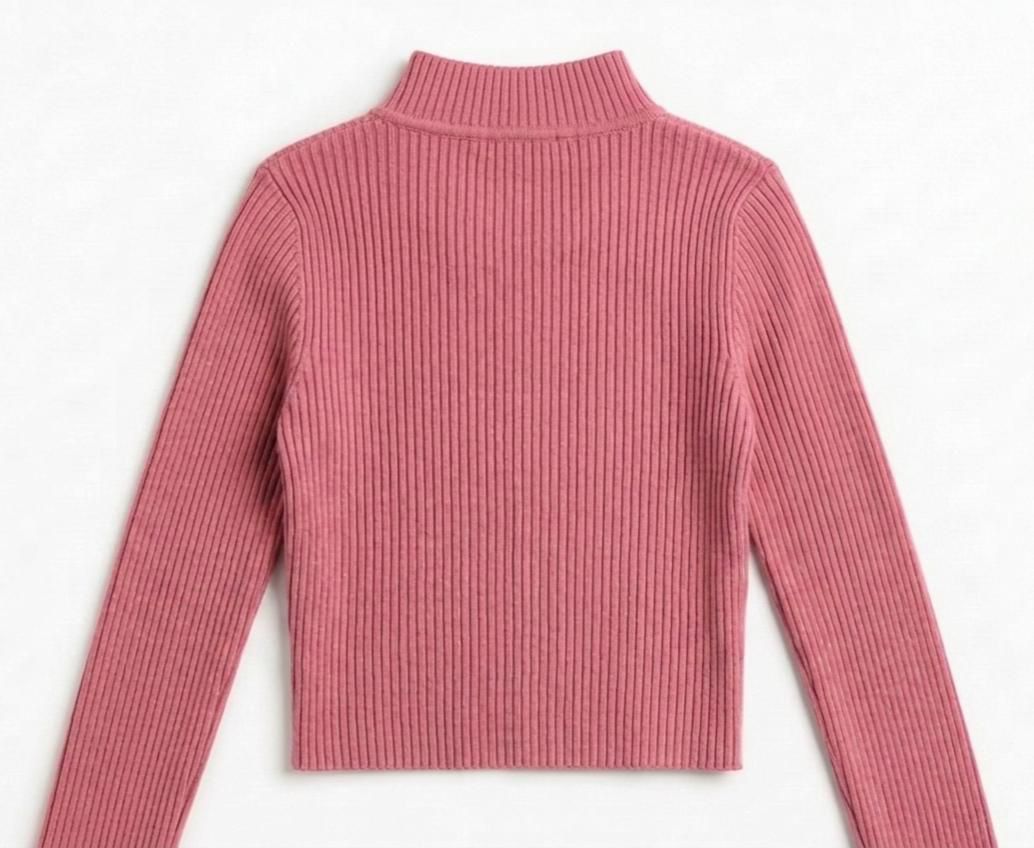 Fuchsia Ribbed Cut-Out Mock Neck Top