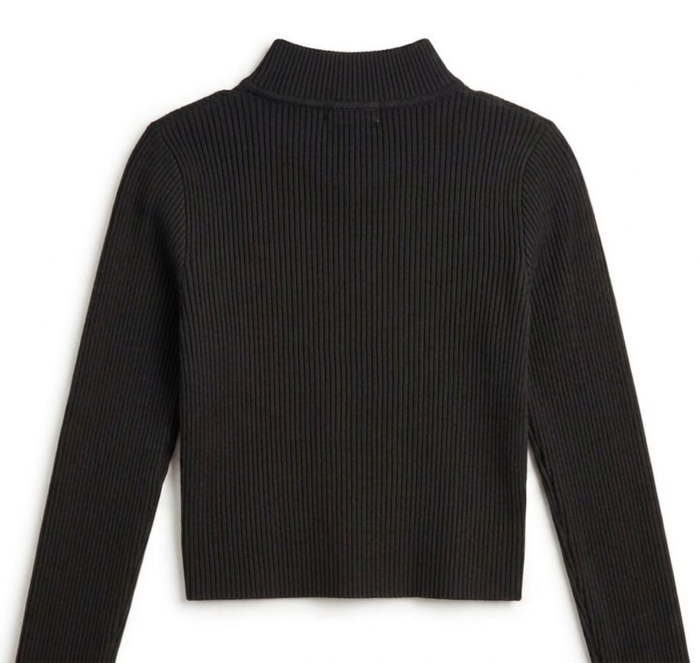 Chocolate Ribbed Cut-Out Mock Neck Top