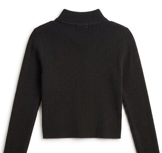 Chocolate Ribbed Cut-Out Mock Neck Top