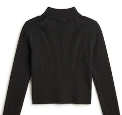 Chocolate Ribbed Cut-Out Mock Neck Top