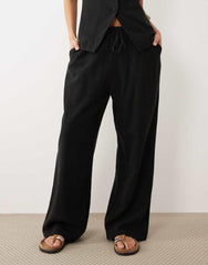 Figgzo Coastal Linen Wide-Leg Pant