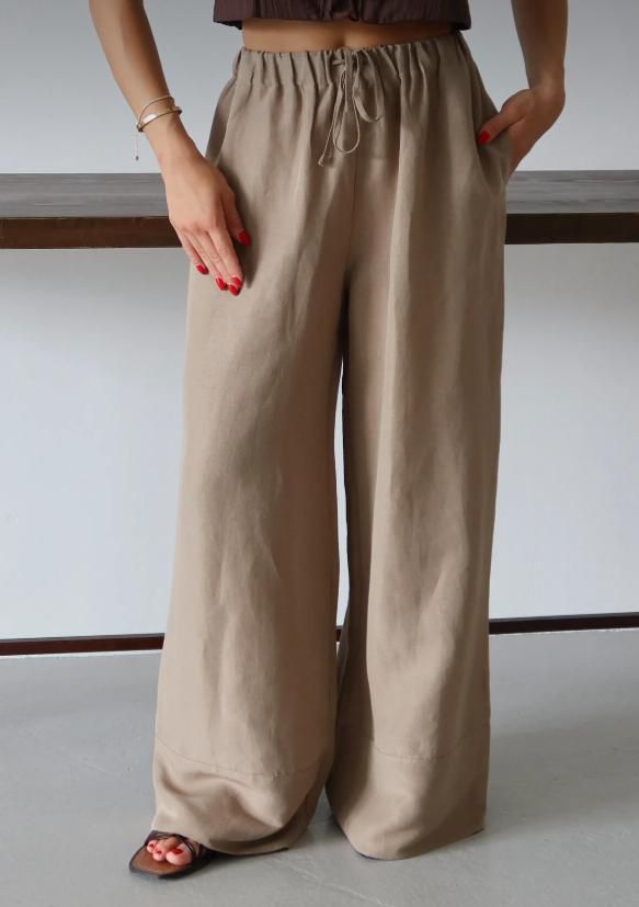 Figgzo Coastal Linen Wide-Leg Pant