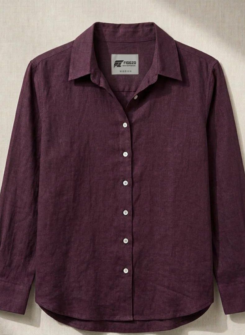Figgzo Royal Linen Button-Up Blouse