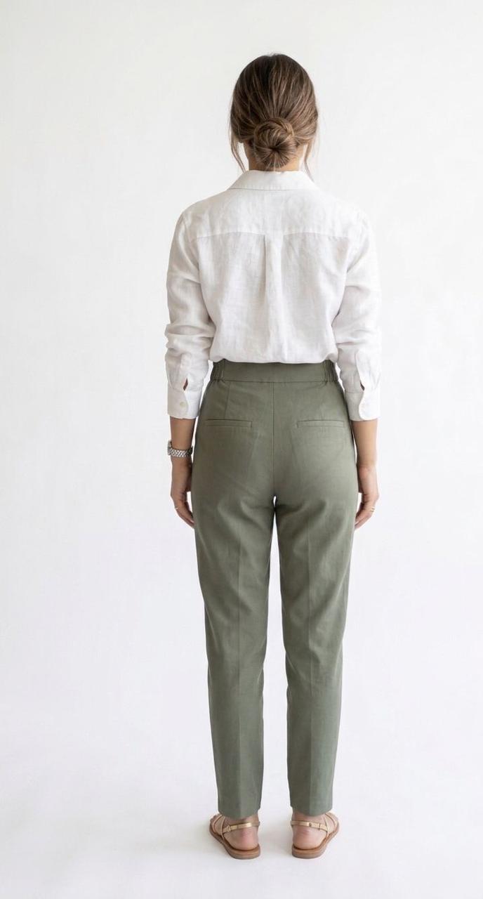 Figgzo Tailored Olive Pleated Trousers