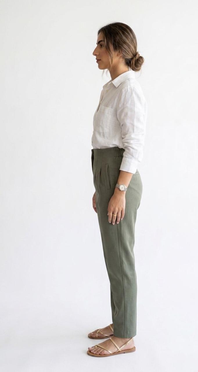 Figgzo Tailored Olive Pleated Trousers
