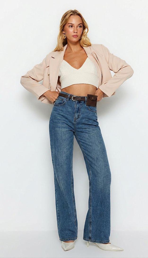 Figgzo Vintage Wide - Leg High Rise Jeans – Medium Wash