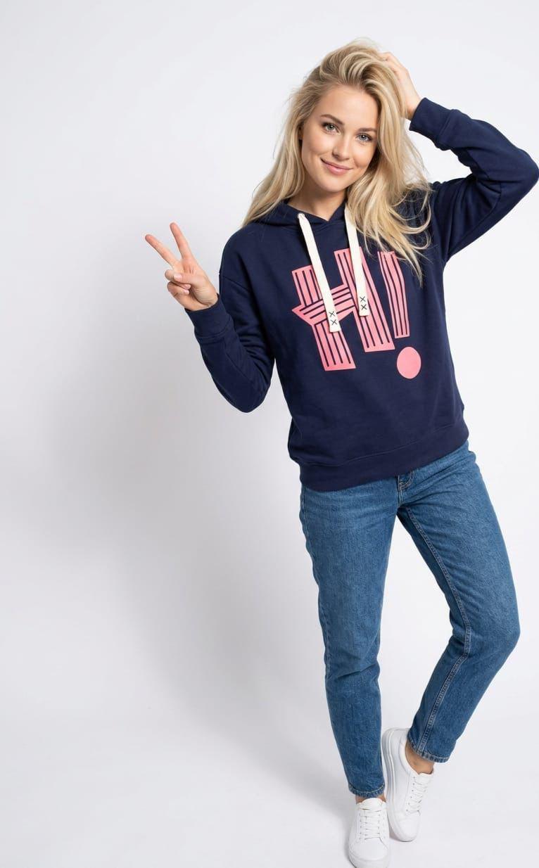Figgzo Graphic Pullover Hoodie – Navy Pink Statement Edition