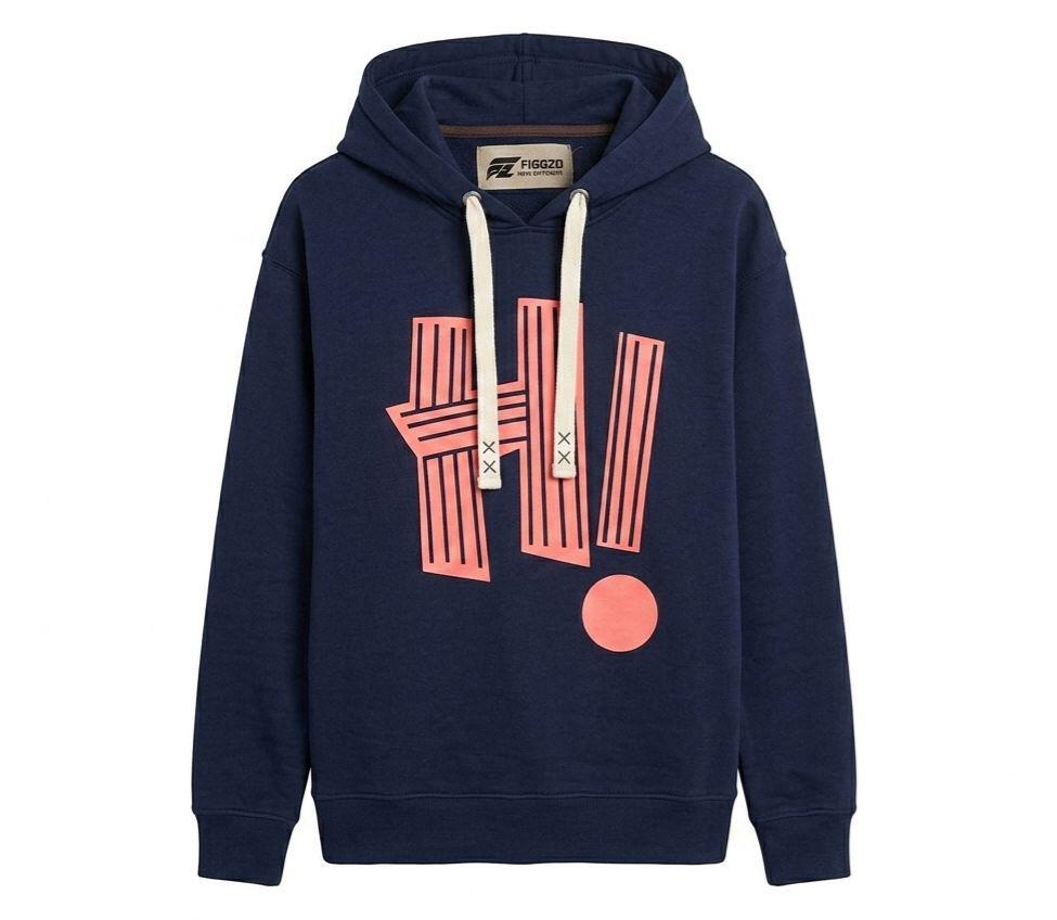 Figgzo Graphic Pullover Hoodie – Navy Pink Statement Edition