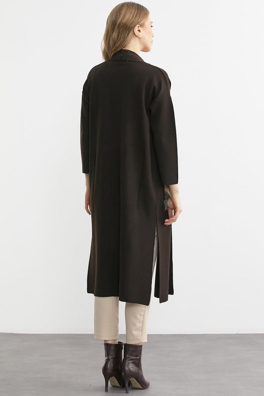 Figgzo Luxe Longline Cardigan with Faux Fur Pockets – Camel