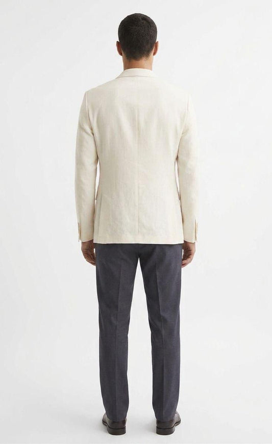 Figgzo Tailored Linen Blend Blazer – Ivory