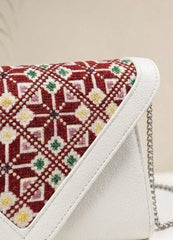 Figgzo Heritage Embroidered Envelope Crossbody Clutch – Ivory