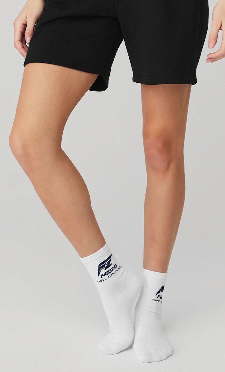 Figgzo Performance Crew Socks – Classic White