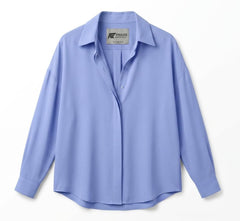 Cornflower Blue Silk-Finish Button-Down