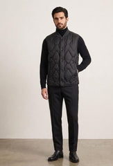 Onyx Quilted Diamond-Stitch Vest