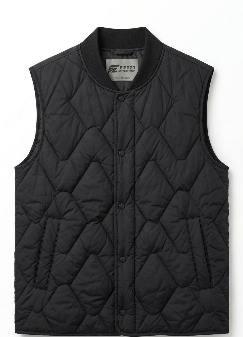 Onyx Quilted Diamond-Stitch Vest
