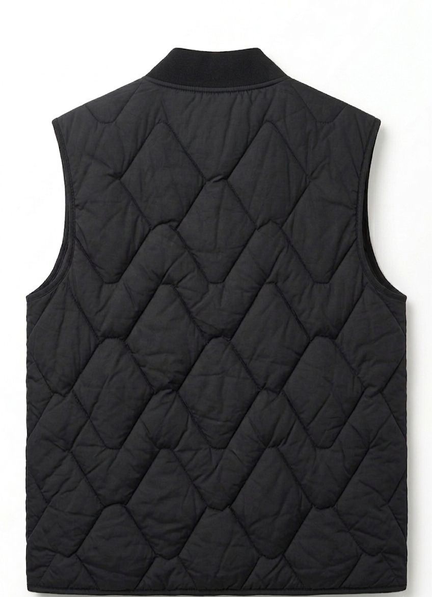 Onyx Quilted Diamond-Stitch Vest