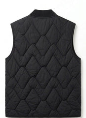 Onyx Quilted Diamond-Stitch Vest