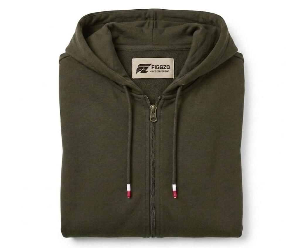 Olive Green Full-Zip Performance Hoodie