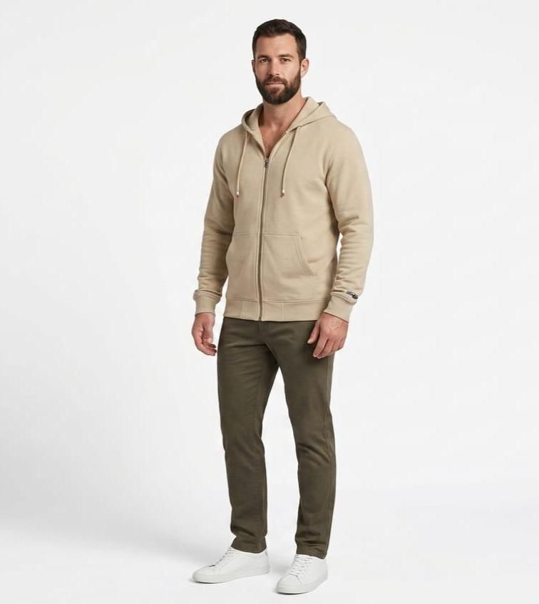 Sand Beige Essential Fleece Hoodie