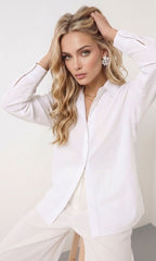 Pure White Long Sleeve Button-Down Shirt