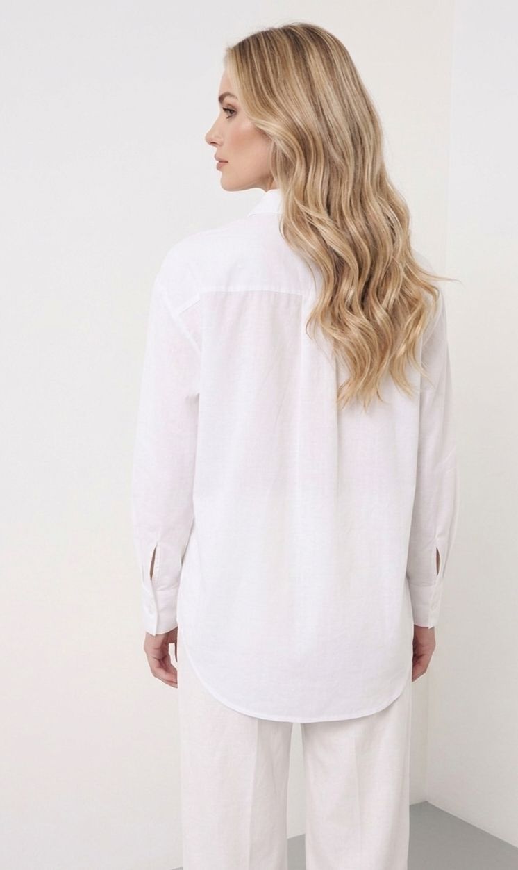 Pure White Long Sleeve Button-Down Shirt